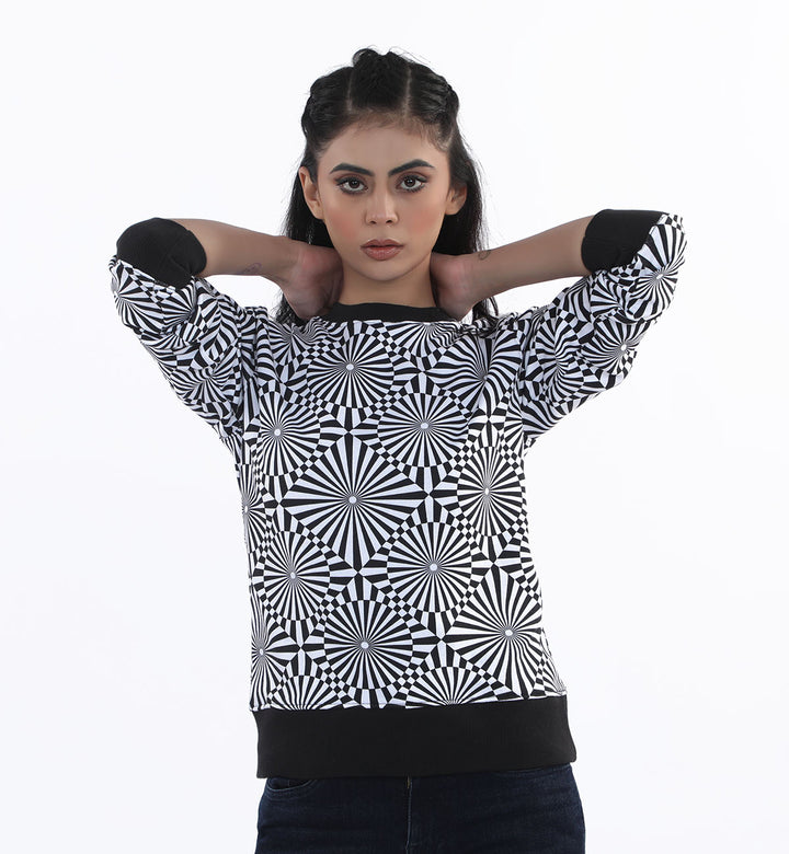 Op Art Sweatshirt Blue/White