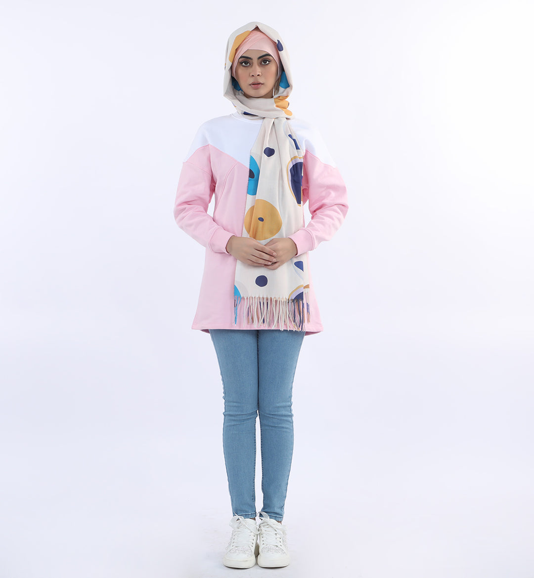 Long Sweatshirt Pink/White