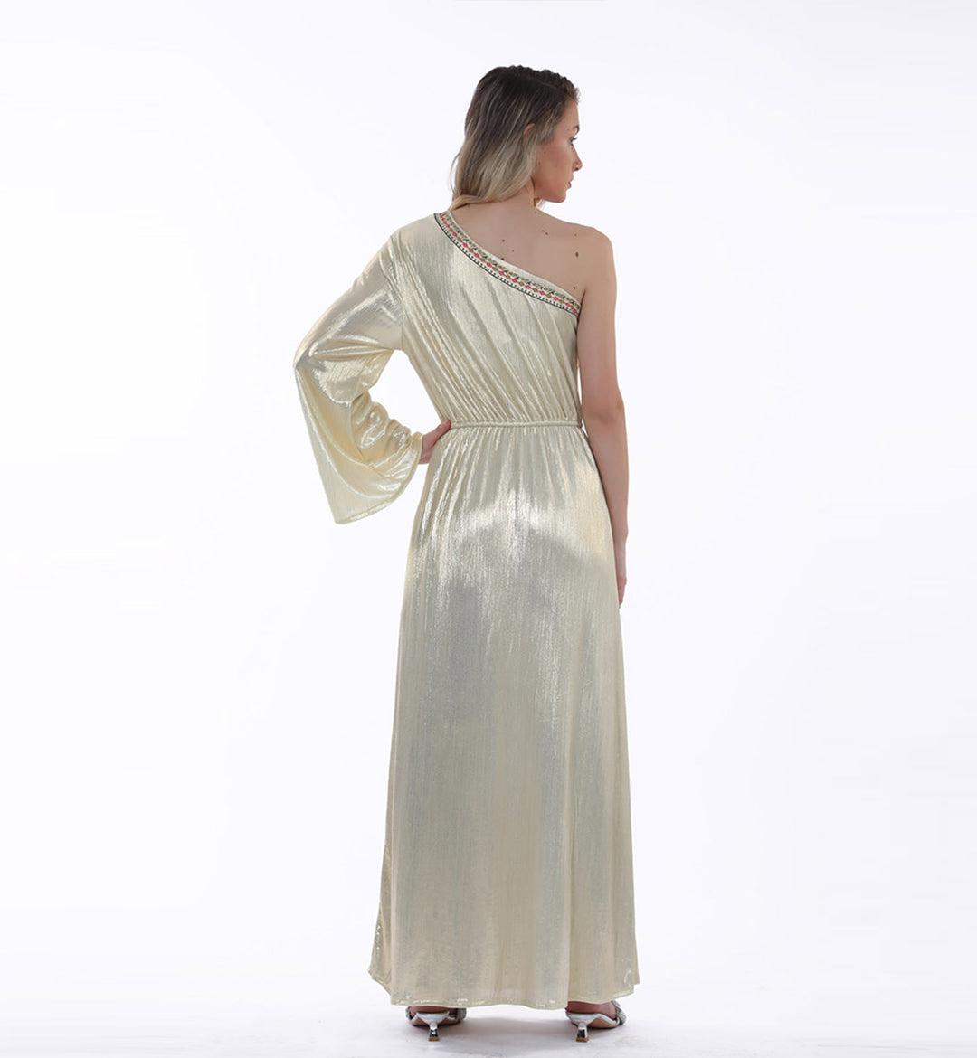ladies Gold Asymmetrical Dress 