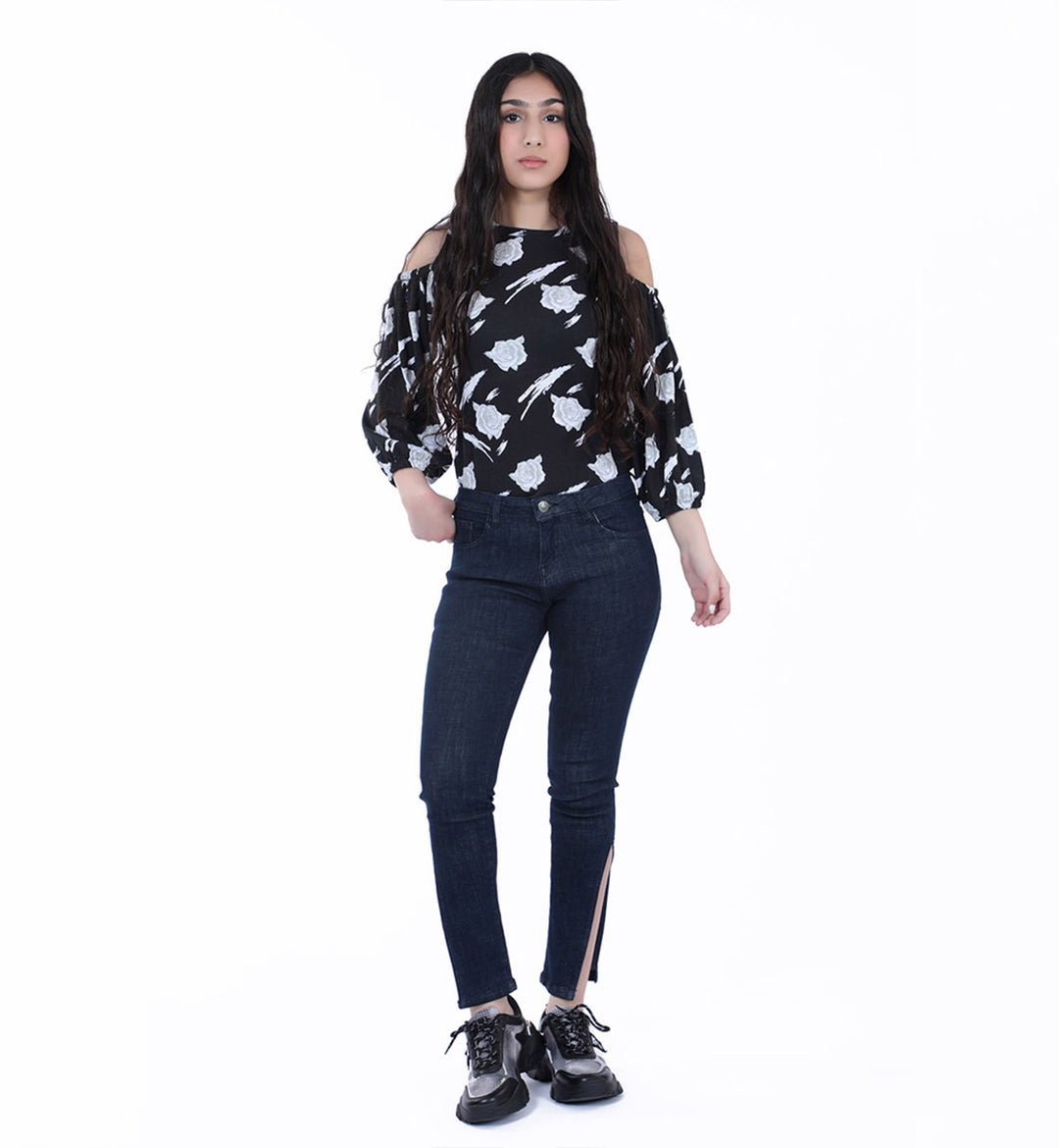 Floral Top Black (7464768209047)