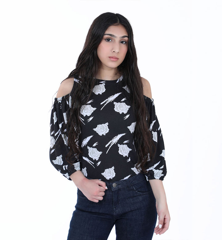 Floral Top Black (7464768209047)