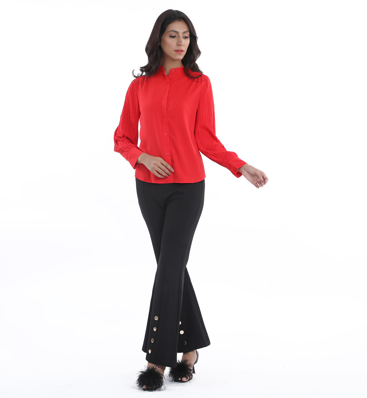 Pleated Shirt Red