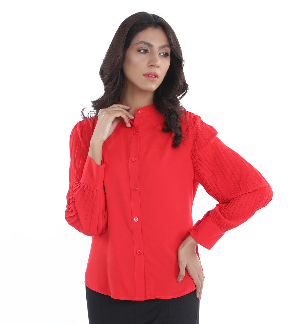 Pleated Shirt Red