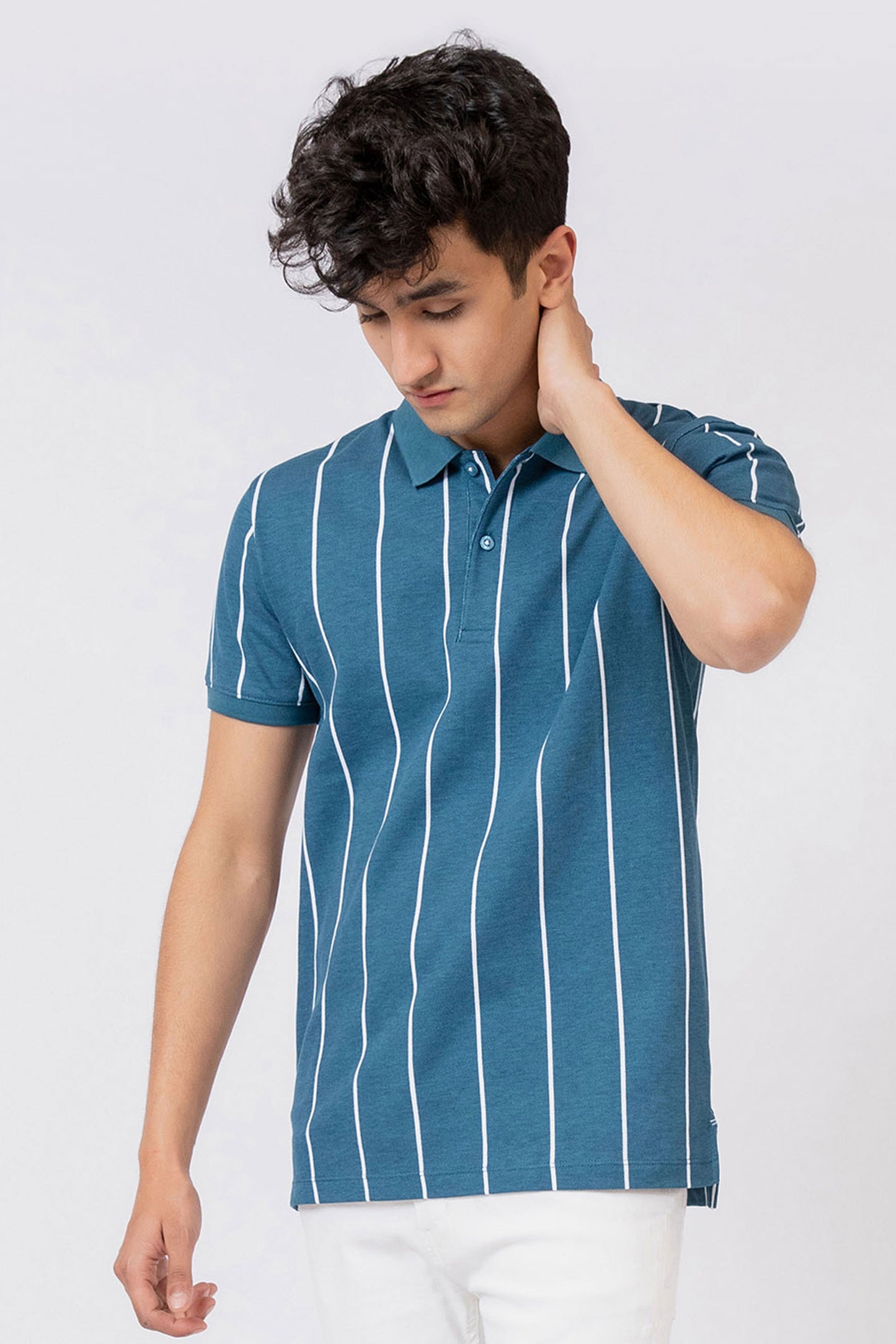Striped Polo Teal